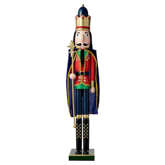Glitzhome&#xAE; 3ft. Wooden Christmas King Nutcracker